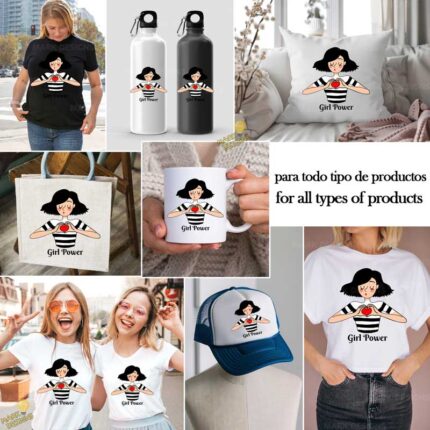 Girl Power Chica Corazón - Vector y PNG 4K