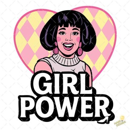 Girl Power Estilo Freddie Mercury Retro - Diseño Vectorial y PNG 4K