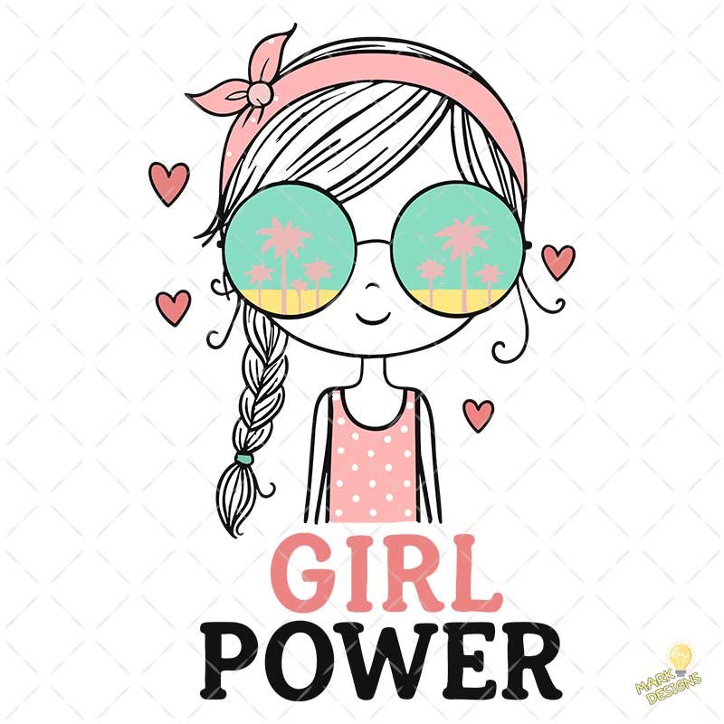Girl Power Verano con Gafas de Palmeras - Diseño Vectorial y PNG 4K Girl Power Verano con Gafas de Palmeras - Diseño Vectorial y PNG 4K