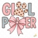 Girl Power con Huella de Perro y Lazo Rosa - Diseño Vectorial y PNG 4K