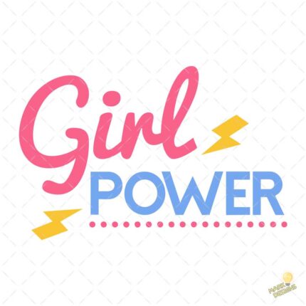 Girl Power con Rayos y Puntos - Diseño Tipográfico Vector y PNG 4K