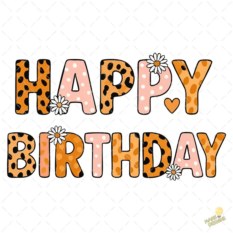 Happy Birthday Animal Print y Margaritas – Diseño Vectorial y PNG 4K Happy Birthday Animal Print y Margaritas – Diseño Vectorial y PNG 4K