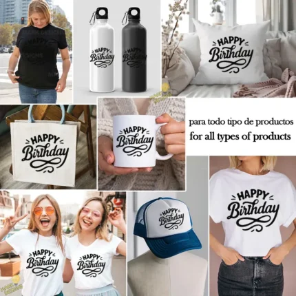 Happy Birthday Caligrafía Elegante – Diseño Vectorial y PNG 4K