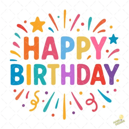 Happy Birthday Colorido con Confeti – Diseño Vectorial y PNG 4K
