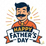 Happy Father's Day Papá con Bigote y Corbata – Diseño Vector y PNG 4K