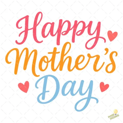 Happy Mother's Day con Corazones de Colores – Diseño Vectorial y PNG 4K