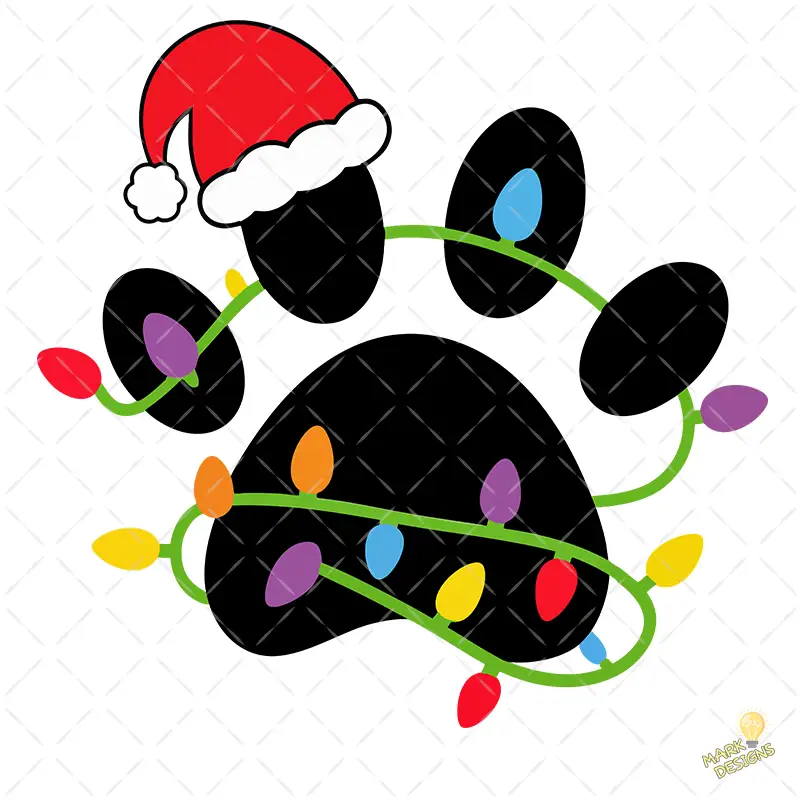 Huella de Perro Navideña con Gorro de Santa y Luces – Vector y PNG 4K Huella de Perro Navideña con Gorro de Santa y Luces – Vector y PNG 4K
