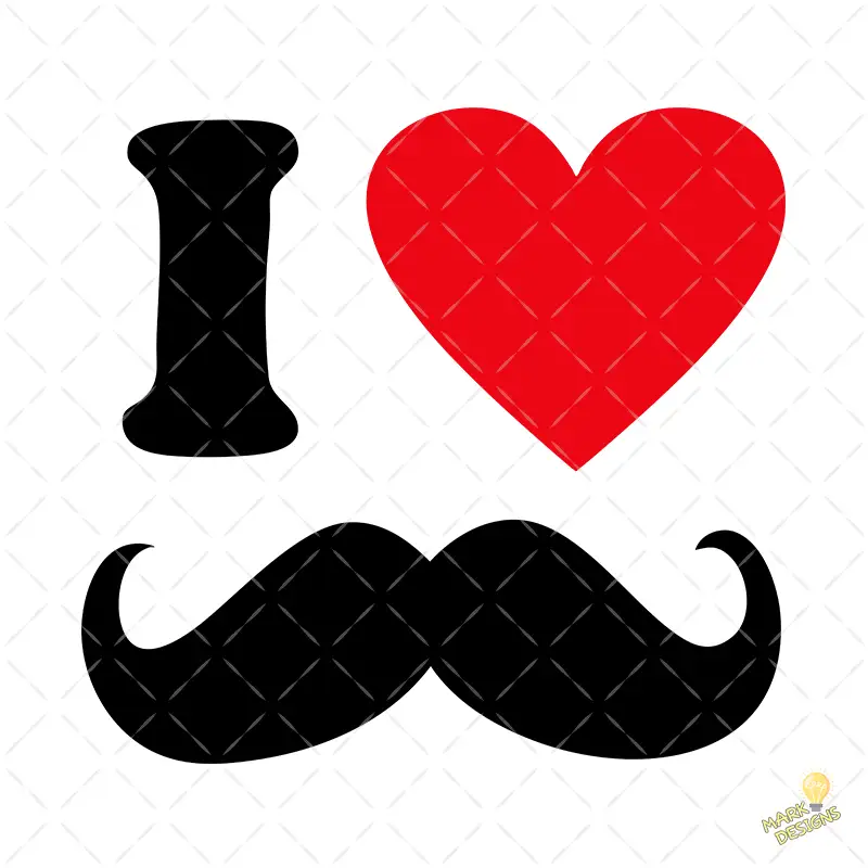 I Love Mustache con Corazón Rojo y Bigote – Diseño Vectorial y PNG 4K I Love Mustache con Corazón Rojo y Bigote – Diseño Vectorial y PNG 4K