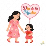 Ilustración Día de la Madre Madre e Hija con Globo – Formato AI SVG PNG 4K