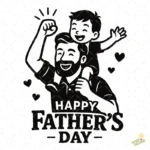 Ilustración Happy Father's Day Silueta Negra – Formato AI SVG PNG 4K