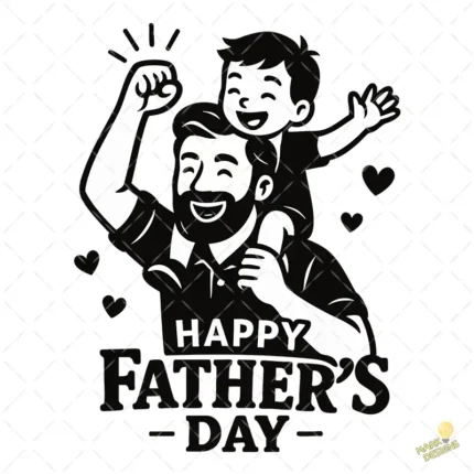 Ilustración Happy Father's Day Silueta Negra – Formato AI SVG PNG 4K