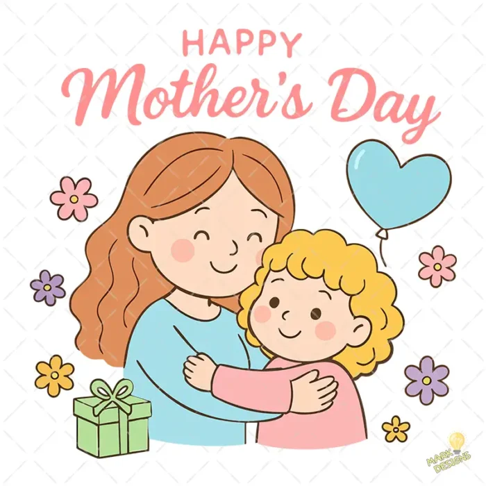 Ilustración Happy Mother's Day con Globo y Flores – AI SVG PNG 4K - Image 2
