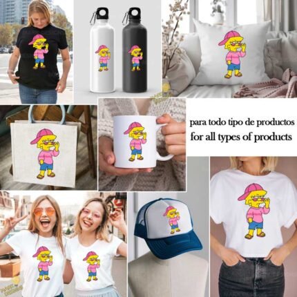 Ilustración Lisa Simpson con Outfit Rosa - Formato AI SVG PNG 4K