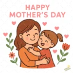 Ilustración Madre e Hija con Corazones Rosa - Formato AI SVG PNG 4K