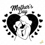 Ilustración Mother's Day Madre e Hija Corazones Negros – AI SVG PNG 4K