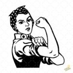 Ilustración Retro Rosie la Remachadora - Formato AI SVG PNG 4K