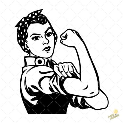 Ilustración Retro Rosie la Remachadora - Formato AI SVG PNG 4K