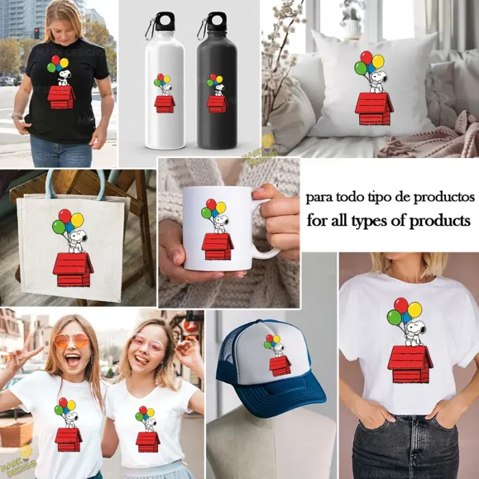 Ilustración Snoopy Fiesta con Globos de Colores – Formato AI SVG PNG 4K - Image 2