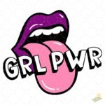 Labios Morados GRL PWR con Lengua – Diseño Vectorial Gratis PNG 4K
