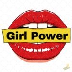 Labios Rojos Girl Power Cinta Amarilla - Diseño Vectorial y PNG 4K