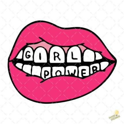 Labios Rosa Girl Power en Dientes - Diseño Vectorial y PNG 4K
