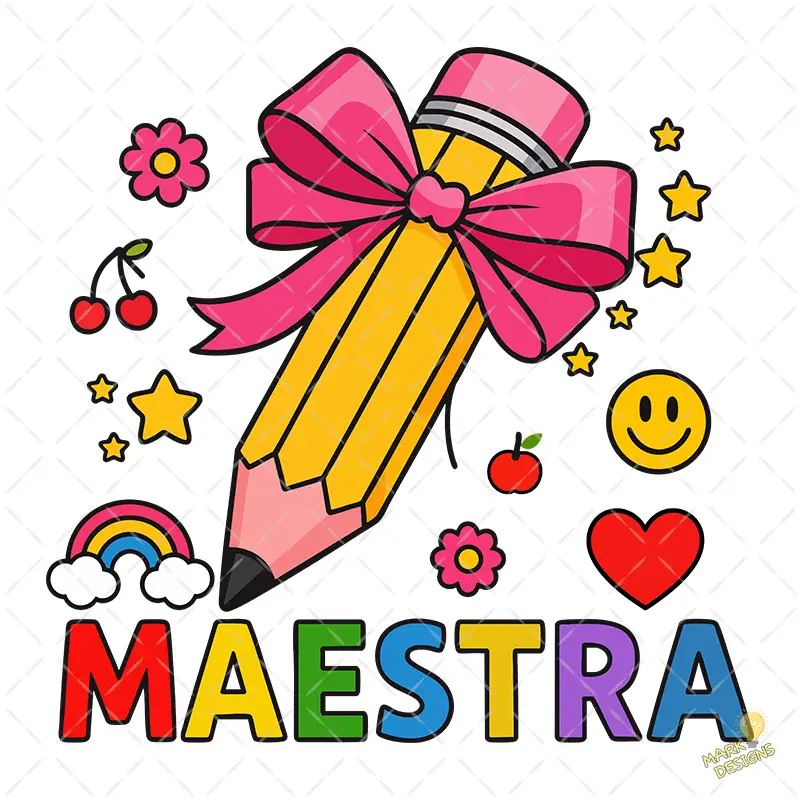Lápiz con Lazo Rosa y Palabra Maestra – Diseño Vectorial y PNG 4K Lápiz con Lazo Rosa y Palabra Maestra – Diseño Vectorial y PNG 4K
