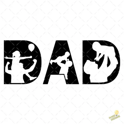 Letras DAD con Siluetas de Padre e Hijos – Diseño Vectorial y PNG 4K
