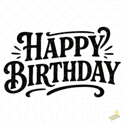 Lettering Happy Birthday Estilo Vintage – Formato AI SVG PNG 4K