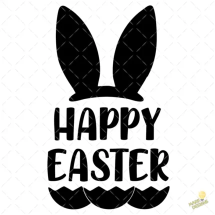 Lettering Happy Easter con Detalles de Conejo y Huevo – Formato AI SVG PNG 4K
