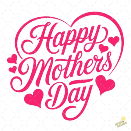 Lettering Happy Mothers Day Rosa Fucsia – Formato AI SVG PNG 4K Gratis