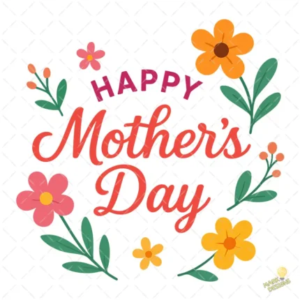 Lettering Happy Mother's Day con Adornos Florales – AI SVG PNG 4K mockups