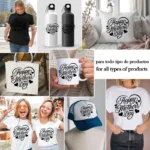 Lettering Happy Mother's Day con Detalles de Corazón – AI SVG PNG 4K