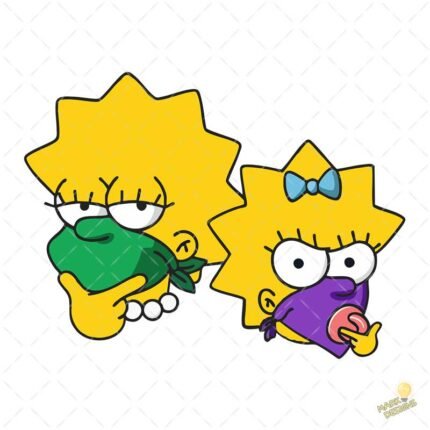 Lisa y Maggie Simpson con Pañuelos - Diseño Vectorial y PNG 4K