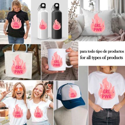 Llama de Fuego Girl Power Rosa - Diseño Vectorial y PNG 4K