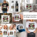 Love You Dad Estilo Retro con Textura Grunge – Diseño Vector y PNG 4K