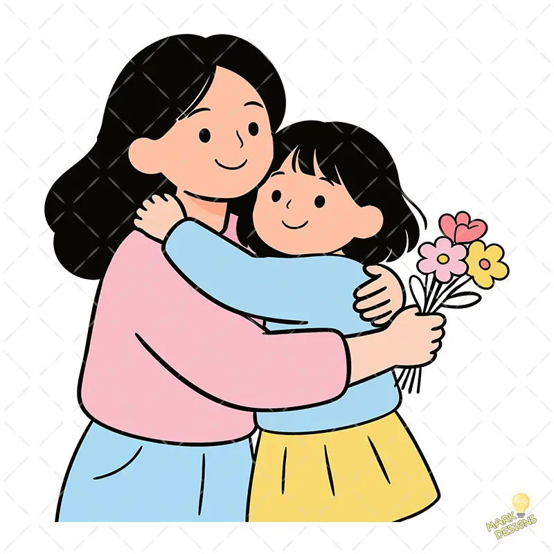 Madre e Hija con Flores Abrazo Maternal – Diseño Vectorial Gratis PNG 4K Madre e Hija con Flores Abrazo Maternal – Diseño Vectorial Gratis PNG 4K