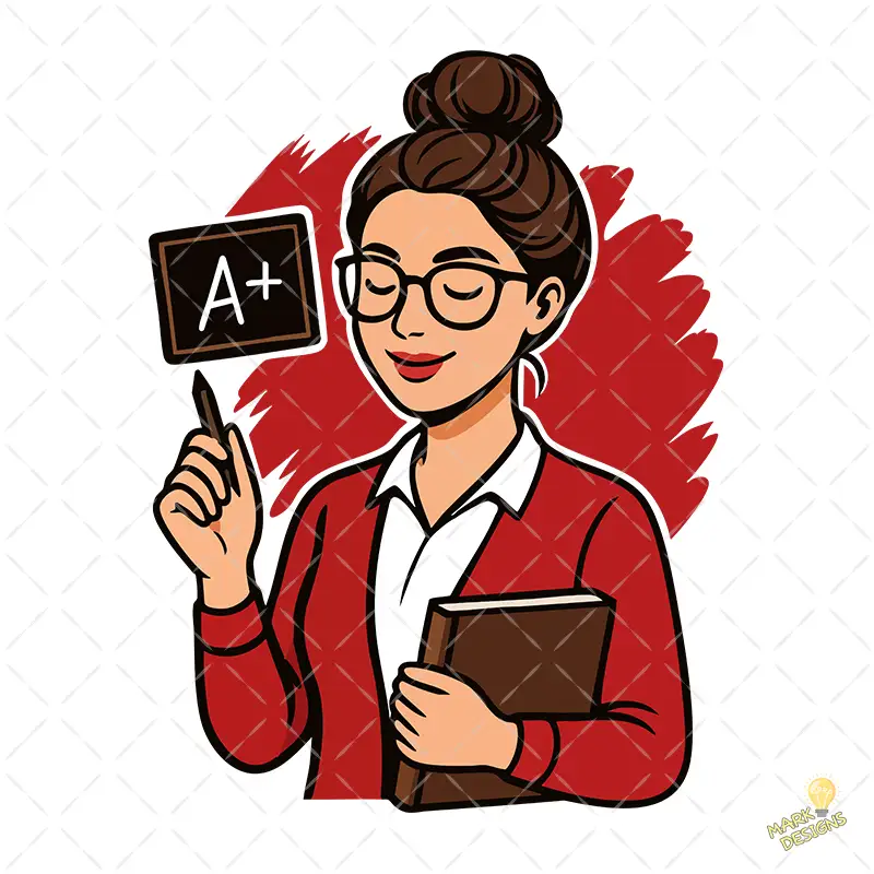 Maestra con Pizarra A+ y Libro – Diseño Vectorial y PNG 4K Maestra con Pizarra A+ y Libro – Diseño Vectorial y PNG 4K