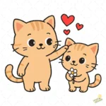 Mamá Gata y Gatito con Flor Feliz Día de la Madre – Diseño Vectorial y PNG 4K