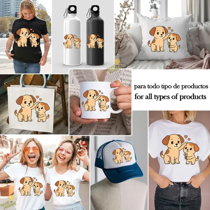 Mamá Perra y Cachorro Feliz Día de la Madre – Diseño Vectorial y PNG 4K