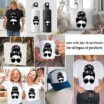 Messy Bun con Gafas de Sol - Diseño Vectorial Minimalista y PNG 4K