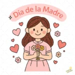 Niña con Flores y Corazones Día de la Madre – Diseño Vectorial y PNG 4K