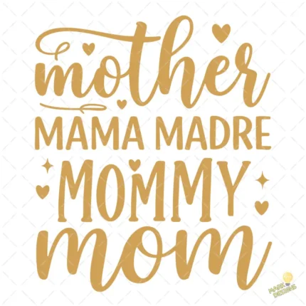 Nombres de Mamá con Corazones Dorado – Diseño Vectorial y PNG 4K