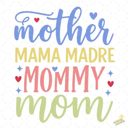 Nombres de Mamá con Corazones y Brillos – Diseño Vectorial y PNG 4K