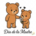 Ositos Día de la Madre con Flor y Corazones – Diseño Vectorial y PNG 4K