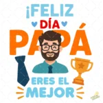 Papá Eres el Mejor con Trofeo y Corbata – Diseño Vectorial y PNG 4K