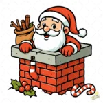 Papá Noel Asomándose por la Chimenea con Regalos – Vector y PNG 4K