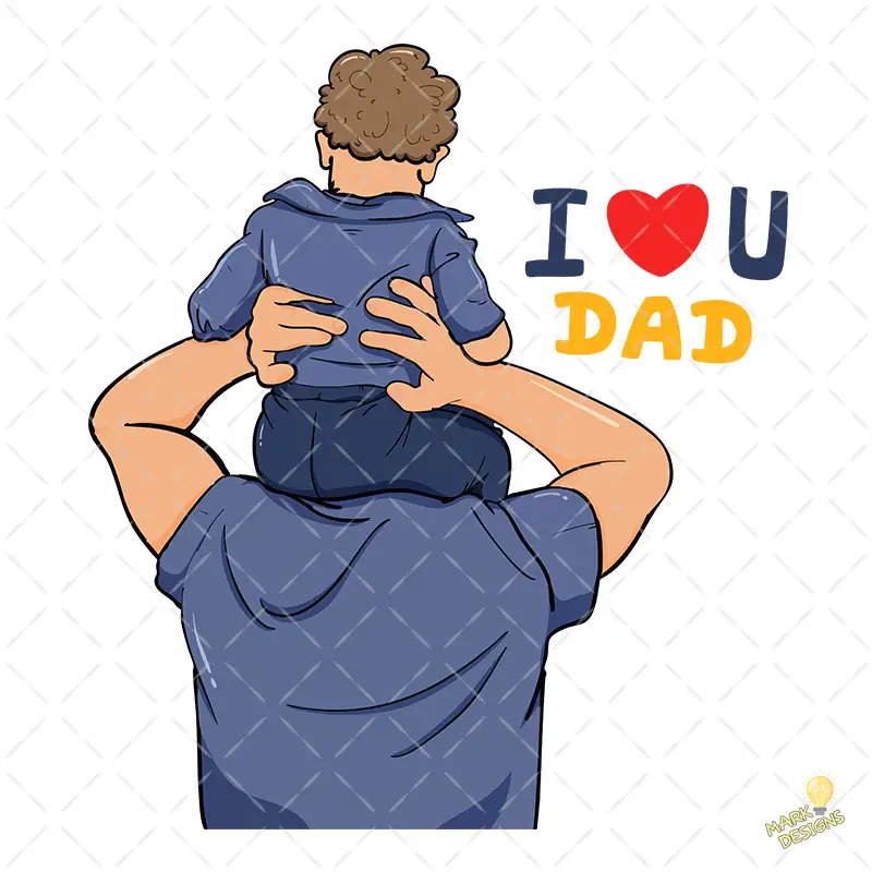 Papá con Niño en Hombros de Espaldas I Love You – Vector y PNG 4K Papá con Niño en Hombros de Espaldas I Love You – Vector y PNG 4K
