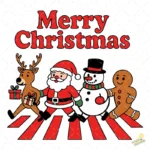 Parodia Abbey Road Navideña con Santa y Amigos – Vector y PNG 4K