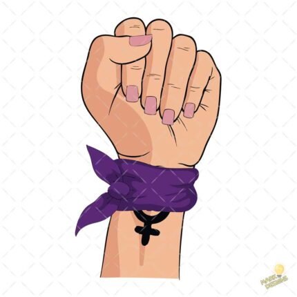 Puño Feminista con Pañuelo Morado - Diseño Vectorial y PNG 4K
