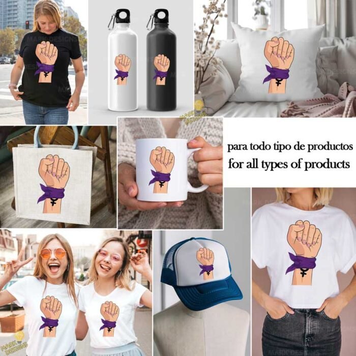 Puño Feminista con Pañuelo Morado - Diseño Vectorial y PNG 4K